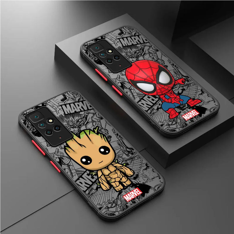 Capa de Proteção de Celular Shockproof Groot e Spiderman para Xiaomi Redmi