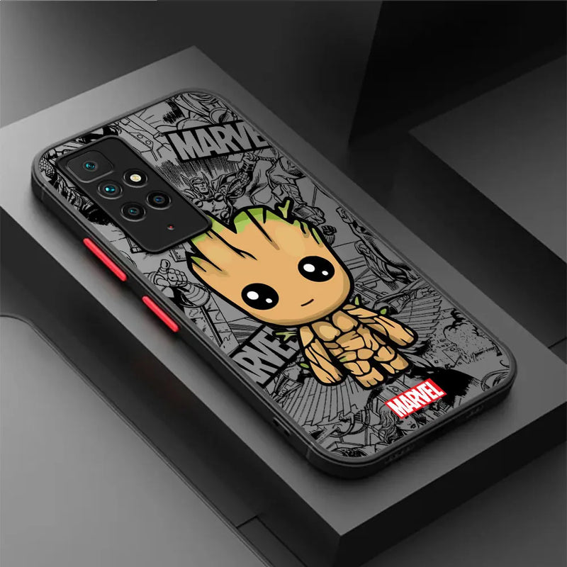 Capa de Proteção de Celular Shockproof Groot e Spiderman para Xiaomi Redmi