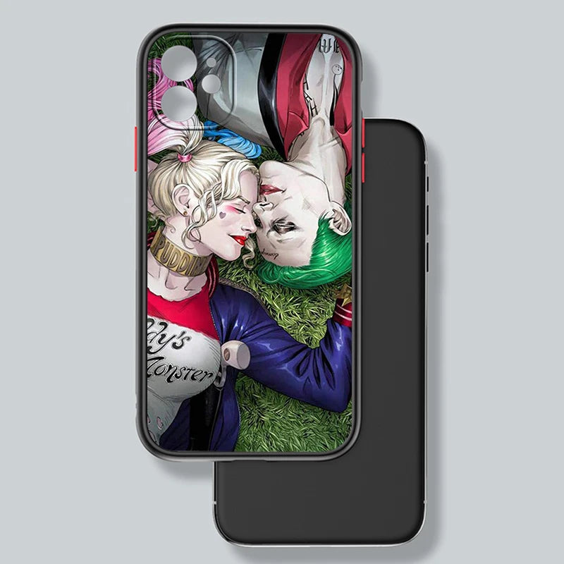 Capa de Proteção Translúcida Fosca Harley Quinn & Joker para iPhone 11, 12, 13, 14 e 15