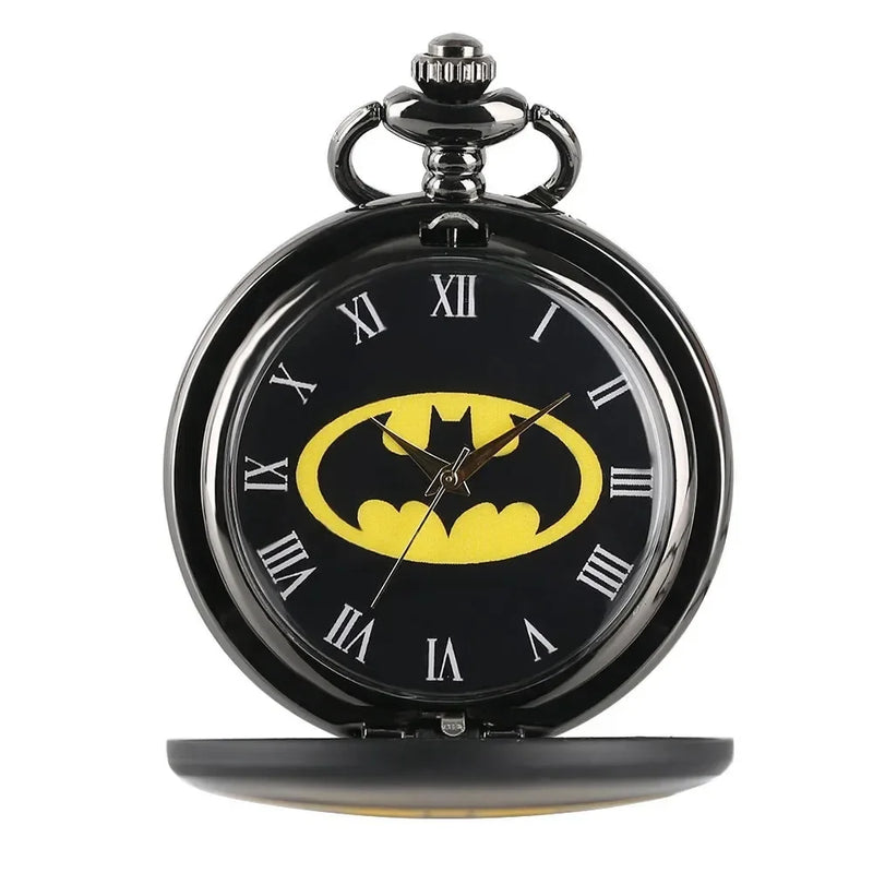 Relógio de Bolso Batman com Tampa Flip – Estilo Vintage e Elegância para Fãs de Super-Heróis!