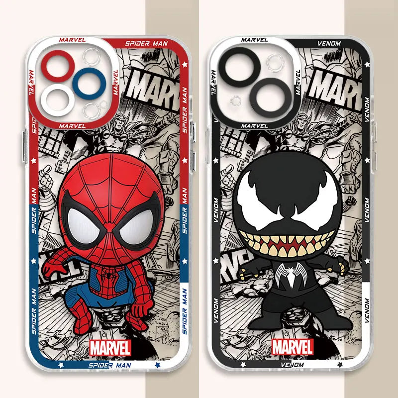 Capa de Proteção Transparente Marvel Spider-Man Venom para iPhone 11, 12, 13, 14 e 15 Pro Max